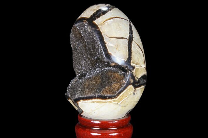 Septarian Dragon Egg Geode - Black Crystals #83185